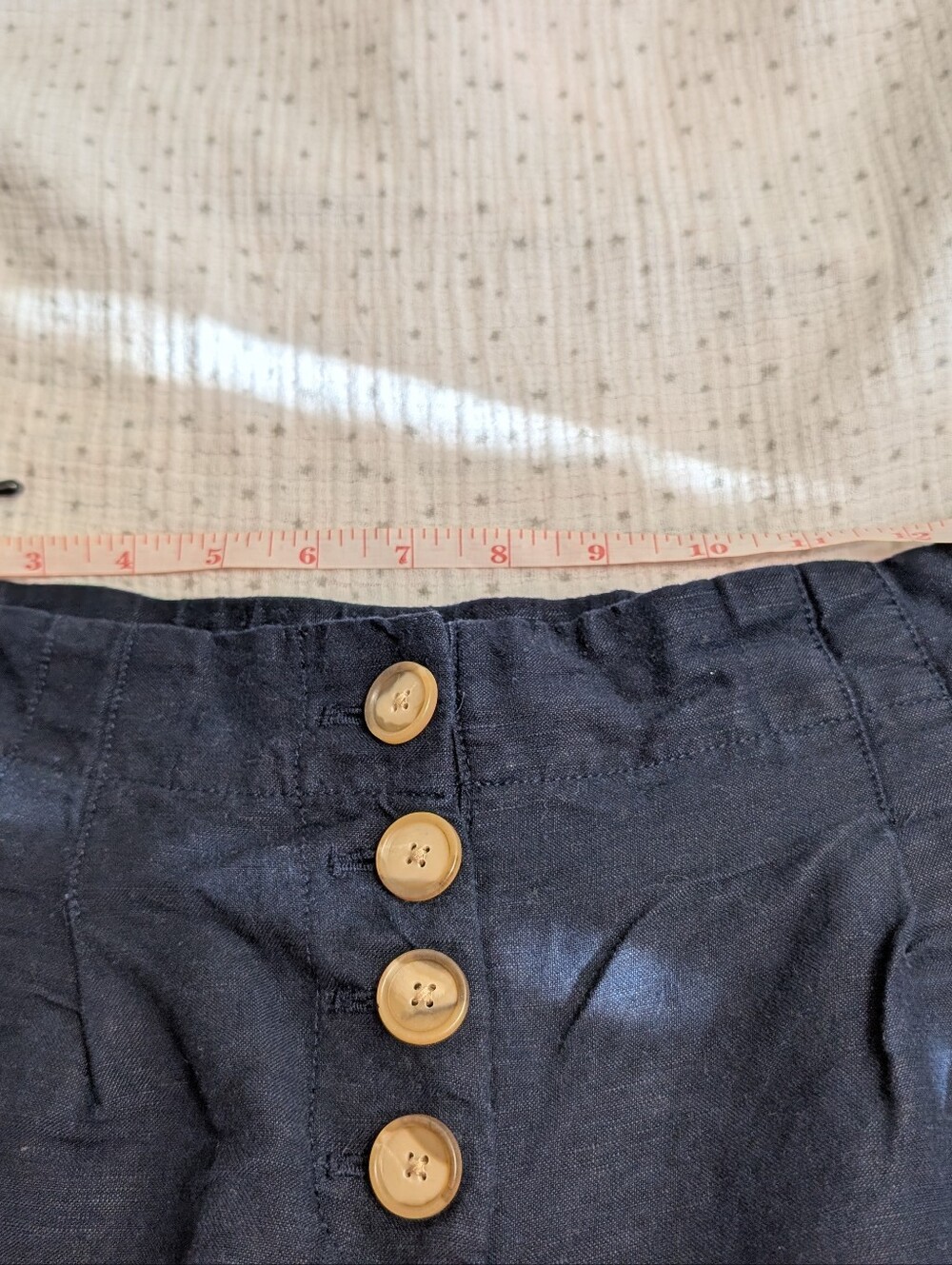 LOFT Navy High Rise Exposed Button Fly Shorts Small Boho - Picture 3 of 6